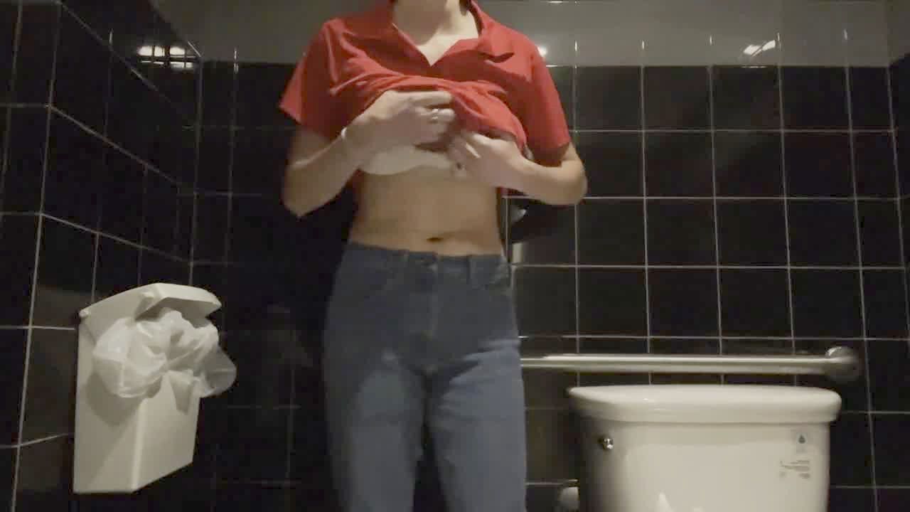 waitress makes herself spunk in restaurant bathroom porno photo