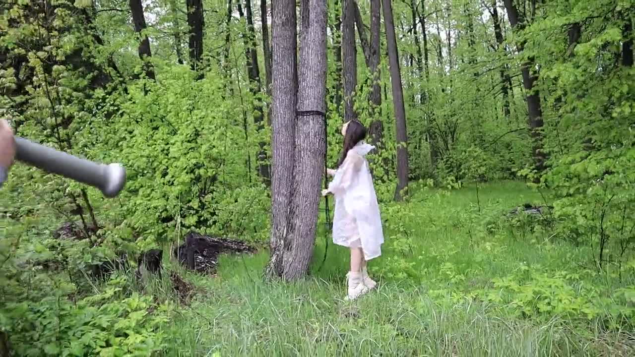 a walk in the woods completed with a unexpected bdsm session for a youthfull russian cockslut image