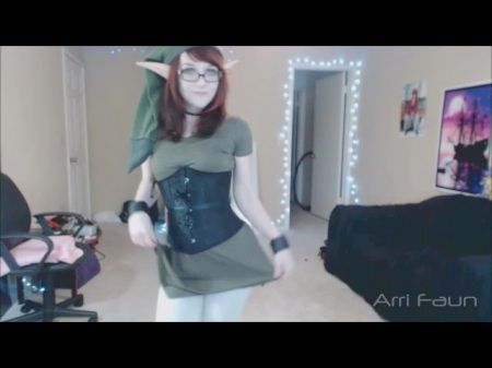 Legend Of Zelda Cosplay Camgirl Arri Faun Strips And Jiggles Big Round Ass