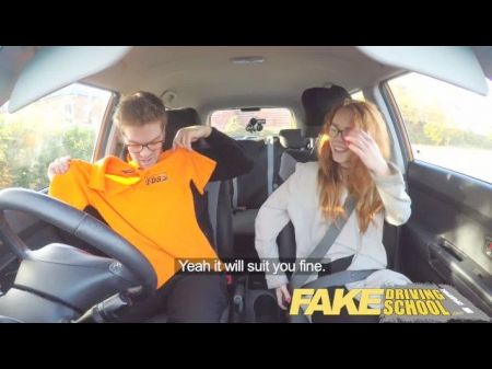 Fake Driving School Nerdy Redhead Teen Student Fucked To Creampie Orgasm